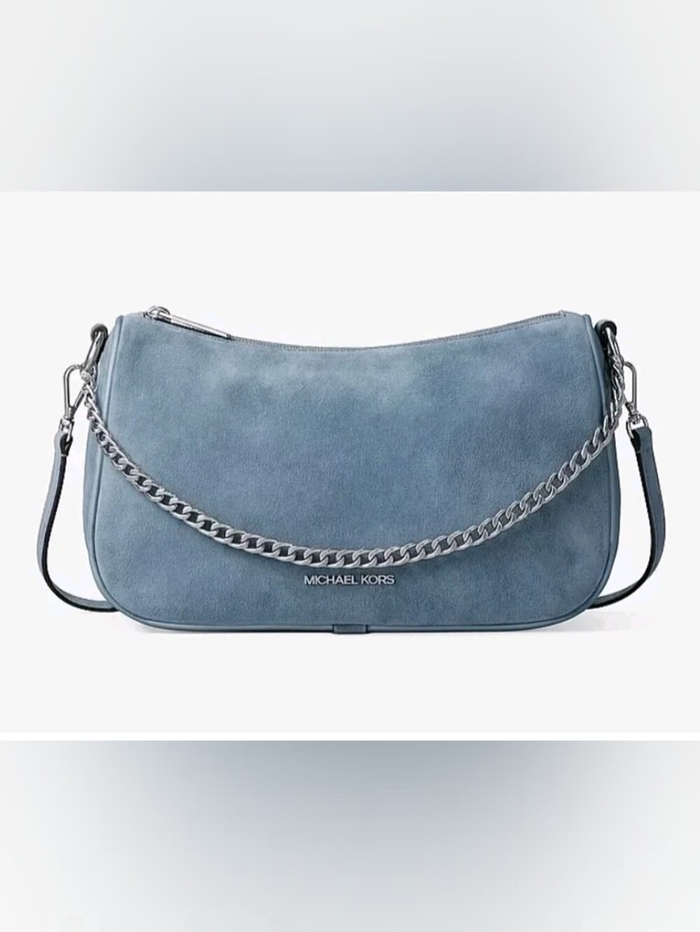 Michael Kors Blue Suede Chain-Detail Shoulder Bag